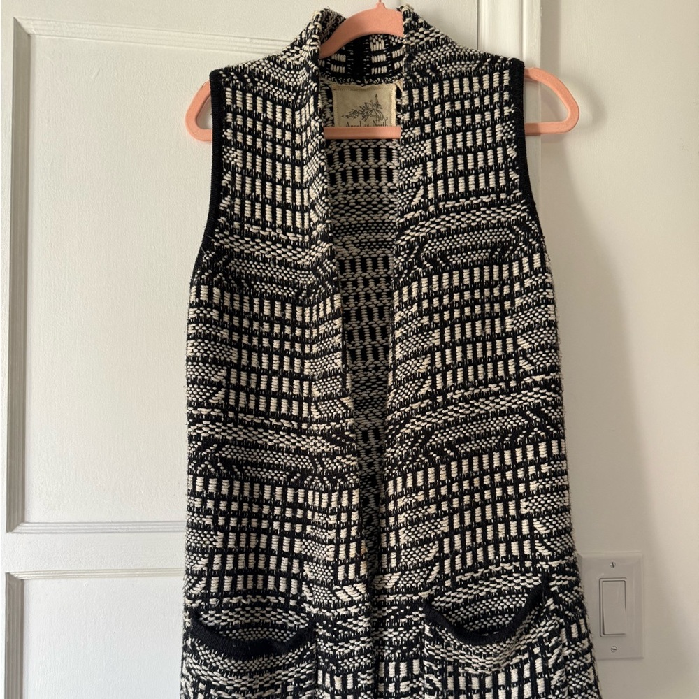 Anthropologie Brand - Angel Of The North Black and White Knit Sweater Vest